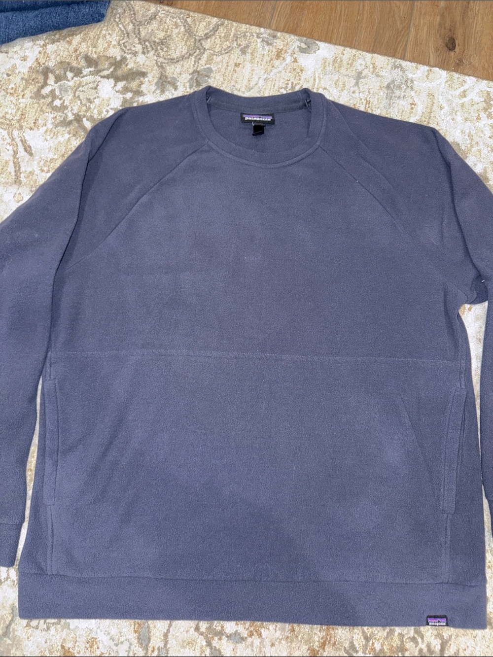 Patagonia Micro D Crewneck Size Large Mens Smolder Blue Fleece